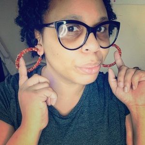 NEW - Women's Red/Yellow Stone Hoop Earrings